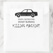 Auto Aarde vernietigt geldverbrandingmachine Rechthoekige Sticker (Tas)