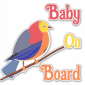 Auto achter Raam Cling - Baby aan boord - vogel Sticker (Voorkant)