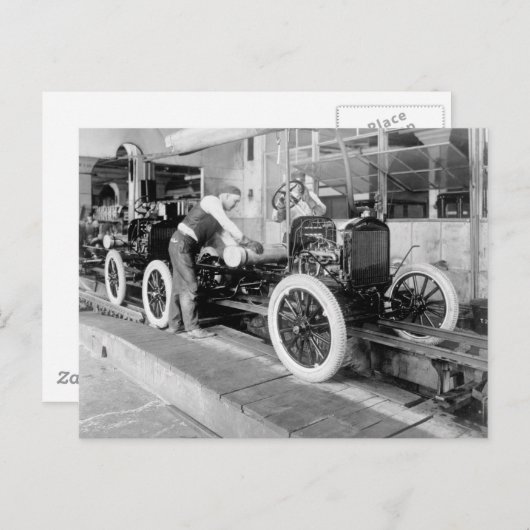 Auto Assembly Line, 1920s Briefkaart (Voorkant / Achterkant)