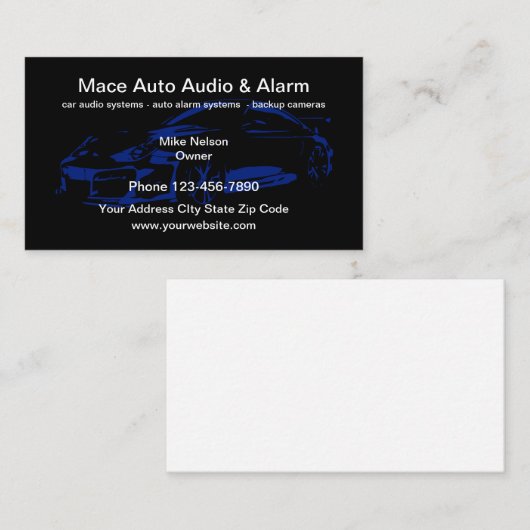 Auto-audio en beveiliging visitekaartje (Voorkant / Achterkant)