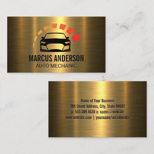 Auto-auto Logo | Goud metaal Visitekaartje (Voorkant / Achterkant)