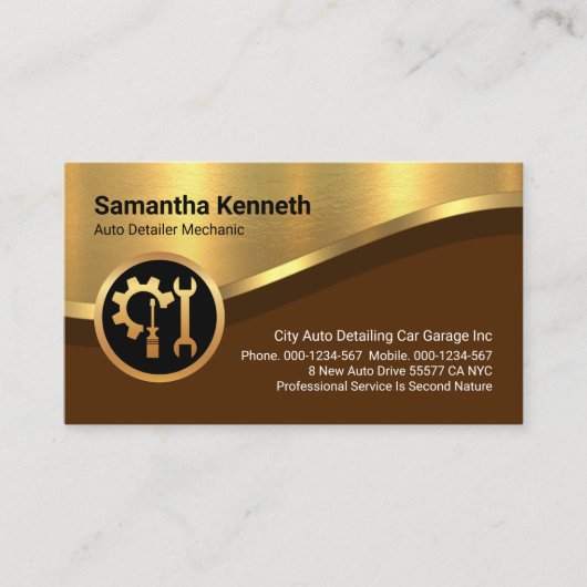 Auto Auto Luxe Gouden Curve Golflijnen Visitekaartje (Voorkant)