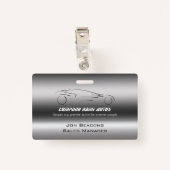 Auto auto op geborsteld staal - Sportscar-sjabloon Badge (Achterkant met clip)