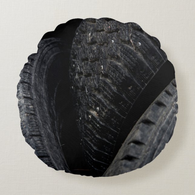 Auto Auto oude banden Black Road trips Rond Kussen (Voorkant)