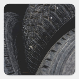 Auto Auto oude banden Black Road trips Vierkante Sticker