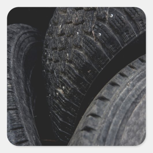 Auto Auto oude banden Black Road trips Vierkante Sticker (Voorkant)