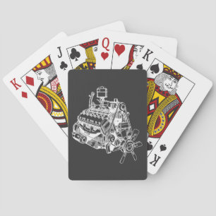 Auto Auto V 12 Motor Illustratie Kunst Pokerkaarten