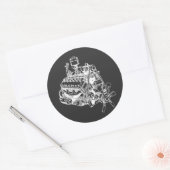 Auto Auto V 12 Motor Illustratie Kunst Ronde Sticker (Envelop)