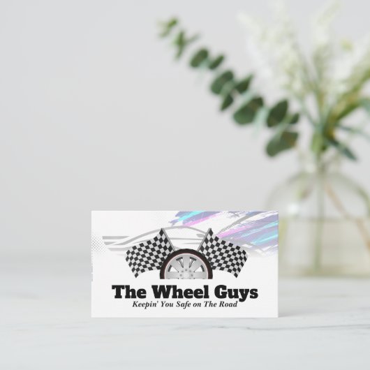 Auto autoband geruite race vlag visitekaartje (Staand voorkant)