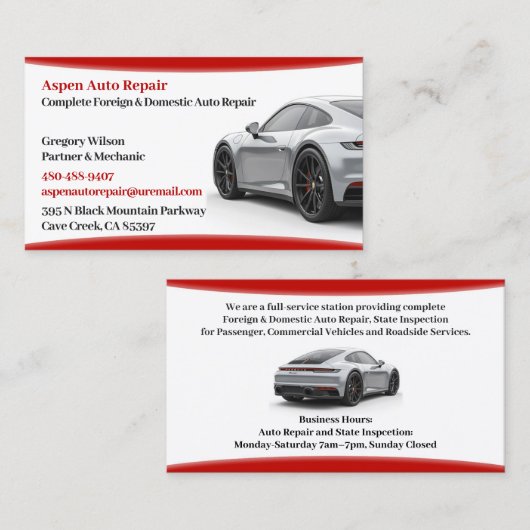 Auto auto's Visitekaartje (Voorkant / Achterkant)