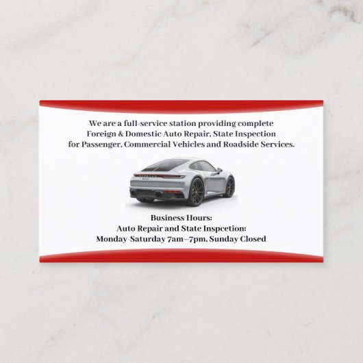 Auto auto's Visitekaartje (Achterkant)