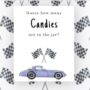 Auto baby shower Raad hoeveel snoepjes spel Poster