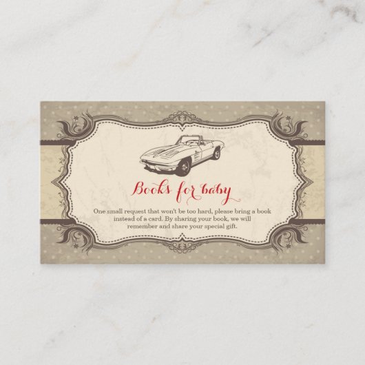 Auto Baby shower  Retro Baby Aanvraag Informatiekaartje (Voorkant)