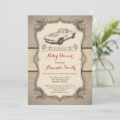 Auto Baby shower Uitnodiging  Retro (Staand voorkant)