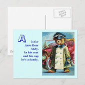 Auto Beer Andy - Letter A -  Teddy Bear Briefkaart (Voorkant / Achterkant)