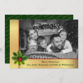 Auto Black and White Gold Lijst kerstfoto Feestdagenkaart (Voorkant / Achterkant)