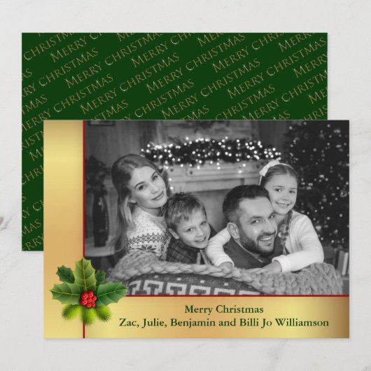 Auto Black and White Gold Lijst kerstfoto Feestdagenkaart (Voorkant / Achterkant)