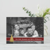 Auto Black and White Photo Gold-kerstboom Feestdagenkaart (Staand voorkant)