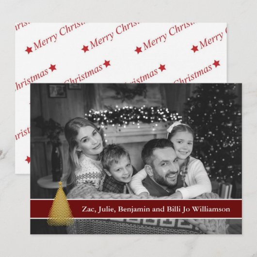 Auto Black and White Photo Gold-kerstboom Feestdagenkaart (Voorkant / Achterkant)