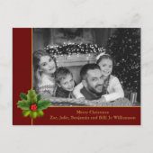 Auto Black and White Photo Holly Red Kerstmis Briefkaart (Voorkant)