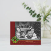 Auto Black and White Photo Holly Red Kerstmis Briefkaart (Staand voorkant)