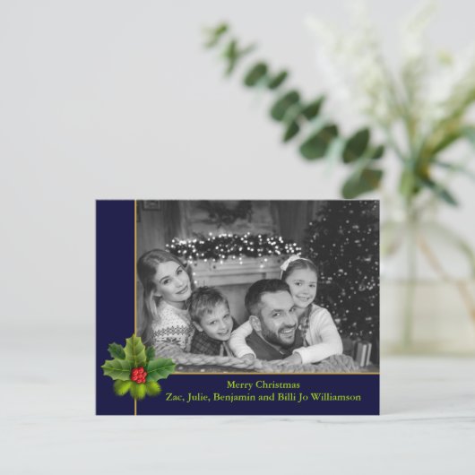 Auto Black and White Photo met Holly Lijst Photo Briefkaart (Staand voorkant)