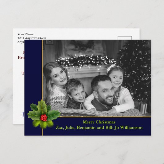 Auto Black and White Photo met Holly Lijst Photo Briefkaart (Voorkant / Achterkant)