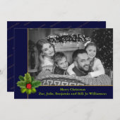 Auto Black and White Photo met Holly Lijst Photo Feestdagenkaart (Voorkant / Achterkant)