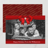 Auto Black and White Photo Red Ribbon Diamond Feestdagenkaart (Voorkant / Achterkant)