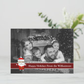 Auto Black en White Prettige feestdagen Cute Santa Feestdagenkaart (Staand voorkant)