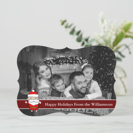 Auto Black en White Prettige feestdagen Santa Fanc Feestdagenkaart (Staand voorkant)