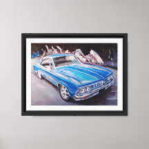 Auto Blau Fijne Kunst Schilderij Kunstprint