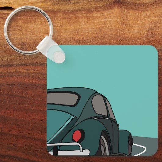 Auto Blauw Klassieke Auto Sleutelhanger (Voorkant)