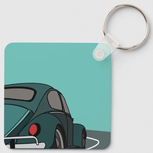 Auto Blauw Klassieke Auto Sleutelhanger (Achterkant)