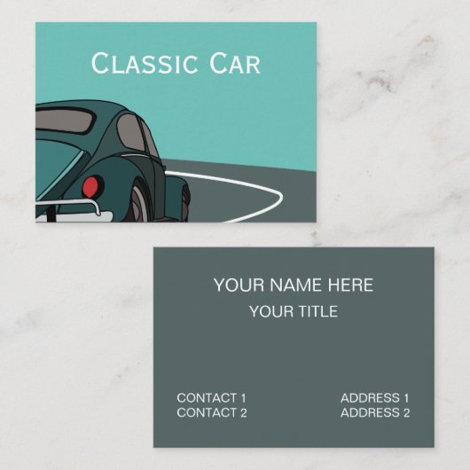 Auto Blauw Klassieke Auto Visitekaartje (Voorkant / Achterkant)