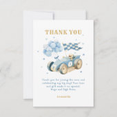 Auto Blauwe Aquarel Jongen Eerste Verjaardag Bedankkaart (Voorkant)