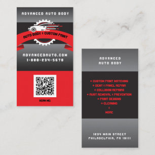 Auto Body Custom Paint Detailing Collison QR-code Visitekaartje