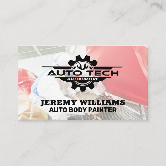 Auto Body Paint Shop | Auto Tech Logo Visitekaartje (Voorkant)