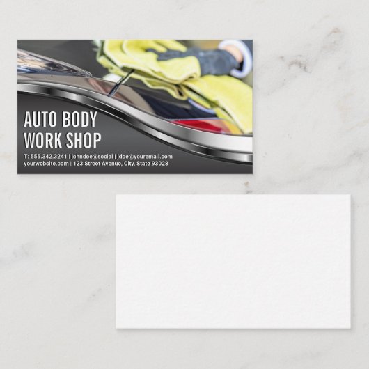 Auto Body Shop | achterlicht voor autoreiniging Visitekaartje (Voorkant / Achterkant)