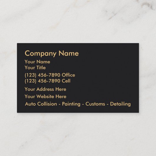 Auto Body Shop Black en Golden Visitekaartjes (Achterkant)