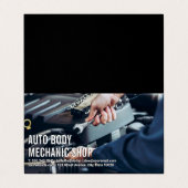 Auto Body Shop | Mechanic aan het werk Visitekaartje (Buitenkant ongevouwen)