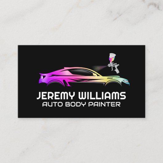 Auto Body Shop | Spray Pistool schilderen op de au Visitekaartje (Voorkant)