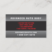 Auto Body Work Custom Car Paint Detailing Collison Visitekaartje (Achterkant)