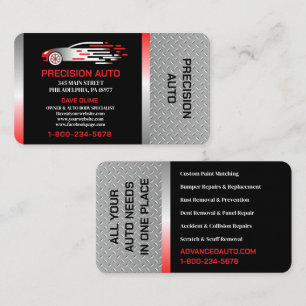 Auto Body Work Custom Car Paint Detailing Collison Visitekaartje