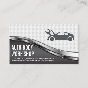 Auto Body Work Shop   Auto Logo met moersleutel Visitekaartje