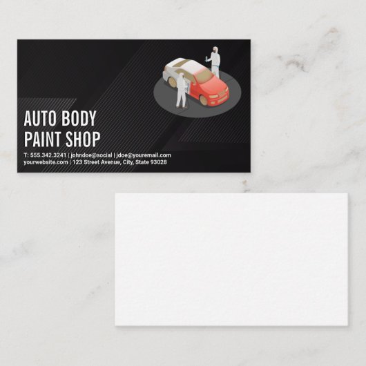 Auto Body Workers Schilderen Auto Visitekaartje (Voorkant / Achterkant)