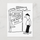 Auto Boot Sale bij Scrapyard Cartoon Briefkaart (Voorkant)