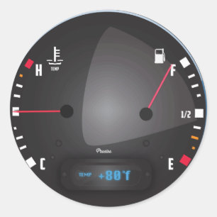 Auto brandstof en temperatuur dashboard wijzerplaa ronde sticker
