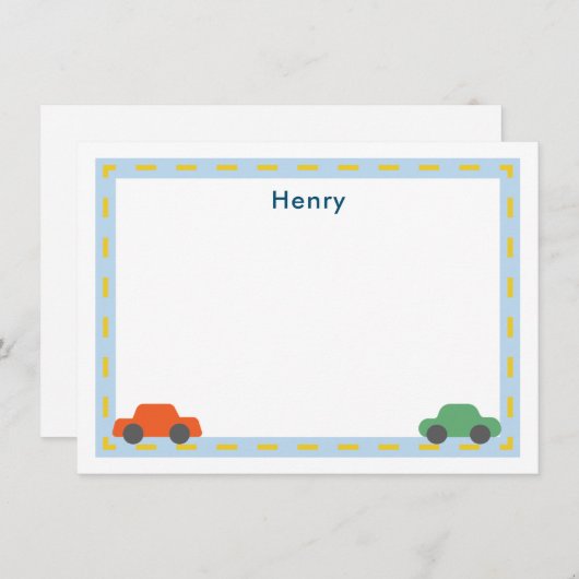 Auto-briefkaarten van kinderen notitiekaartje (Voorkant / Achterkant)