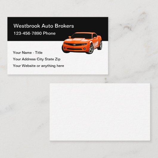 Auto Broker Moderne Visitekaartjes Sjabloon (Voorkant / Achterkant)